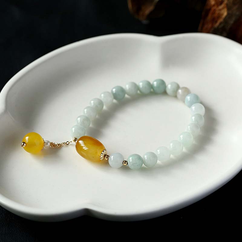 Buddha Stones Armband van natuurlijke witte jade agaat - image 5