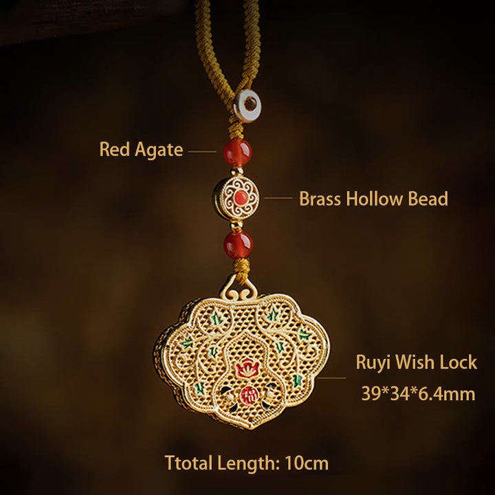Buddha Stones Sleutelhanger met gelukssymbool en slotje van het Fu-personage. - image 11