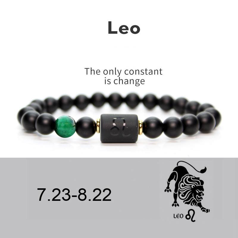 Buddha Stones Verstelbare Armband van zwarte onyx met de 12 sterrenbeelden van de dierenriem - Leeuw - image 5