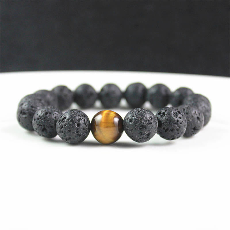 Buddha Stones Lavasteen Tijgeroog Steen Armband - image 1