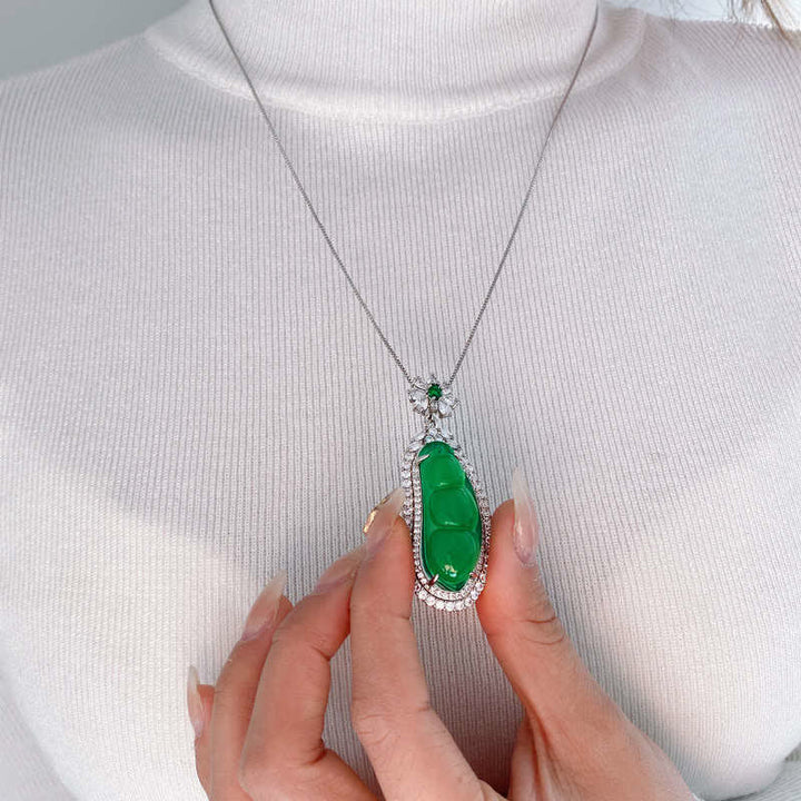 Geluksboon Ketting van cyaan jade - image 3