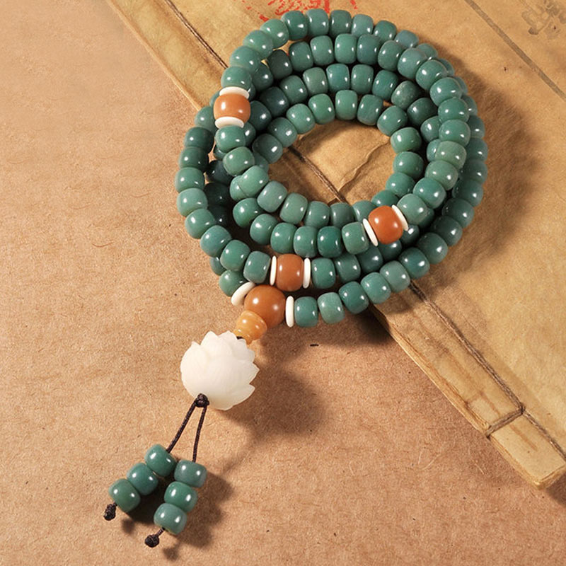 Buddha Stones Lotus Cyan Bodhi Seed Armband - image 1