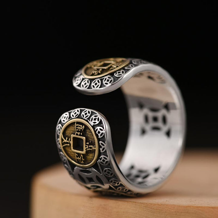 Buddha Stones Verstelbare Ring met vijf keizerlijke munten - image 4