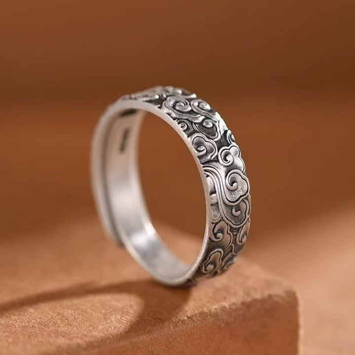 Buddha Stones Vintage Ring met wolkenpatroon - Gunstige wolken (instelbare Maat ) - image 0