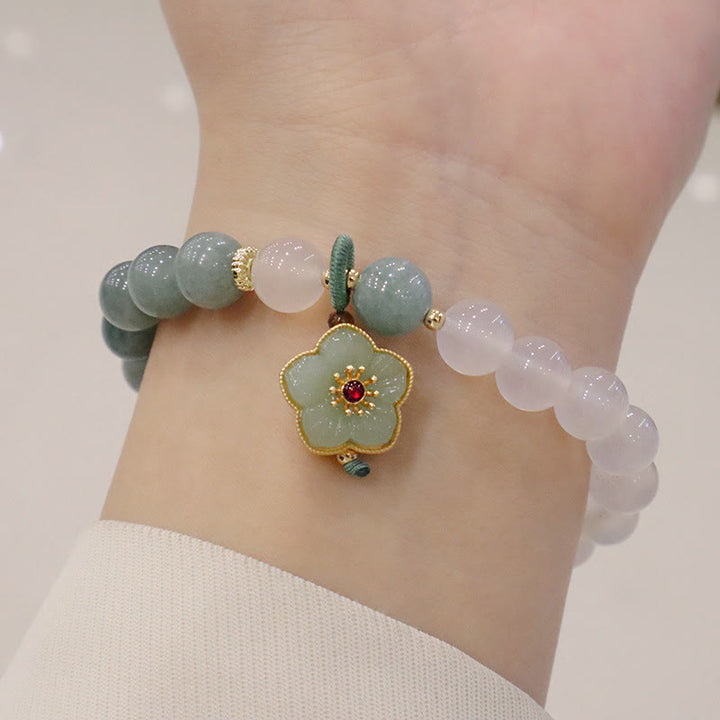 Buddha Stones Witte agaat jade lotusbloem vredesgesp Armband - image 6