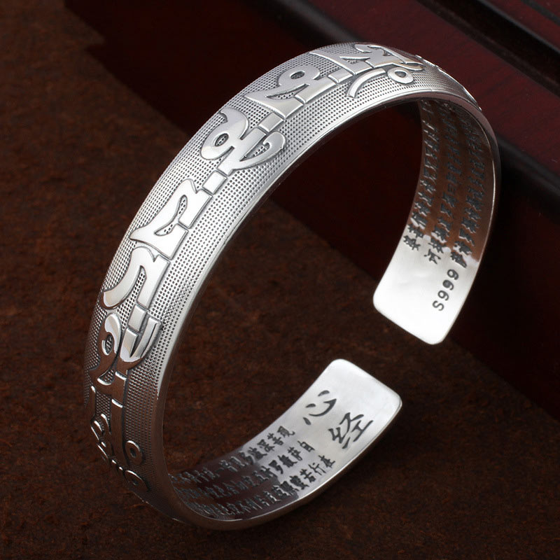 Buddha Stones Tibetaanse Sanskriet witte koperen meditatie- en Bangle-armband - image 0