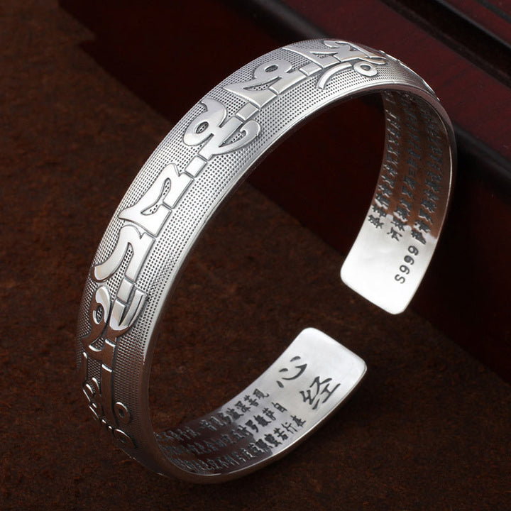Buddha Stones Tibetaanse Sanskriet witte koperen meditatie- en Bangle-armband - image 0