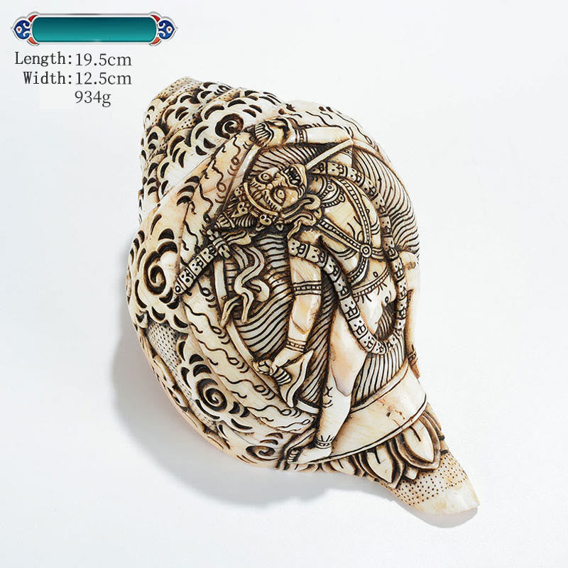 Tibetaanse handgemaakte gegraveerde Shankha Boeddha Avalokitesvara Conch Shell rijkdom decoratie - Vajrayogini Boeddha 19,5*12,5 cm - image 31