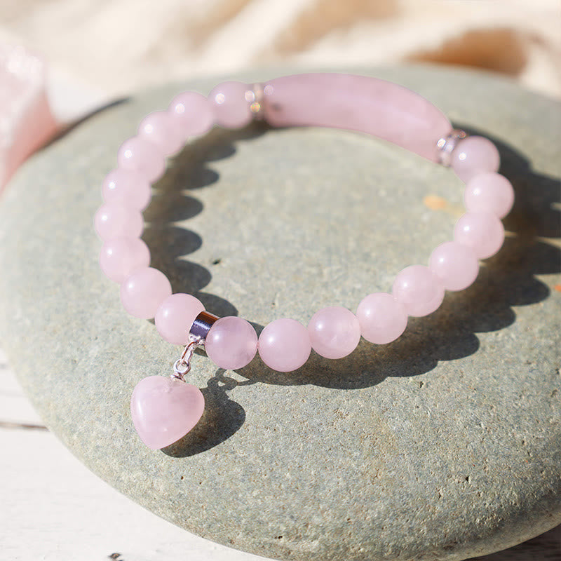 Buddha Stones Armband met helende kralen in de vorm van een liefdeshart van natuurlijke kwarts - image 23