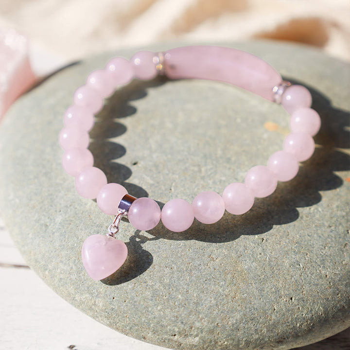 Buddha Stones Armband met helende kralen in de vorm van een liefdeshart van natuurlijke kwarts - image 23