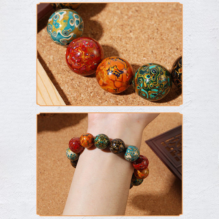Buddha Stones Natuurlijke, veelkleurige lakparels, rustgevende Armband - image 7