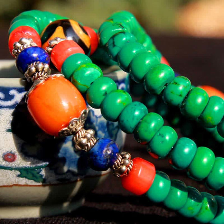 Buddha Stones 108 Mala kralen Tibetaanse turkooizen Dzi kralen Armband - image 7