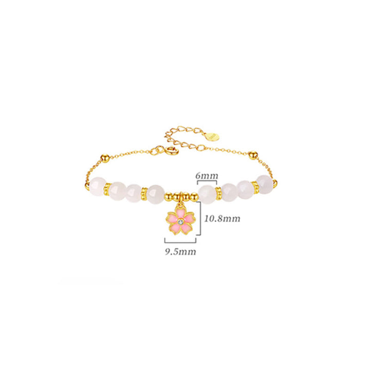 Buddha Stones 925 Sterling Zilveren Hetian Witte Jade Kersenbloesem Armband - image 10