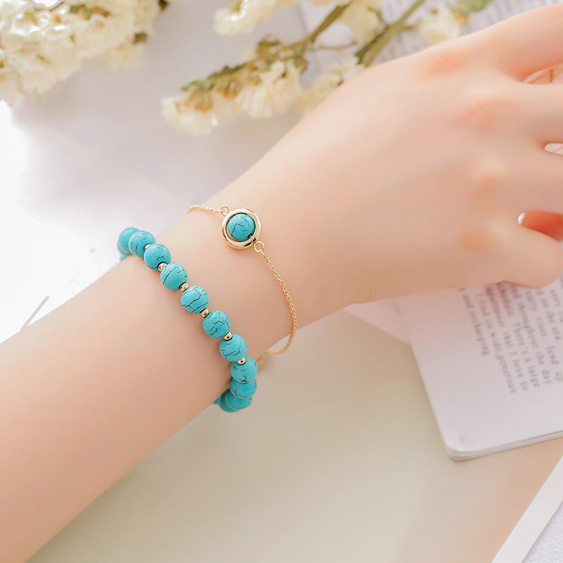 Buddha Stones Zonnesteen Aardbeikwarts Kristal Positieve Armband - Turkoois - image 15