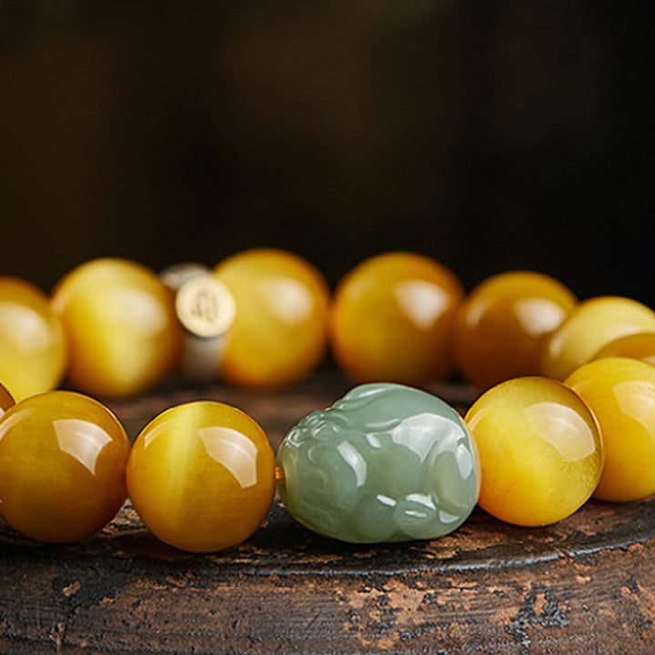 Chinese dierenriem geboorte Boeddha Tijgeroog PiXiu Jade Armband - image 5