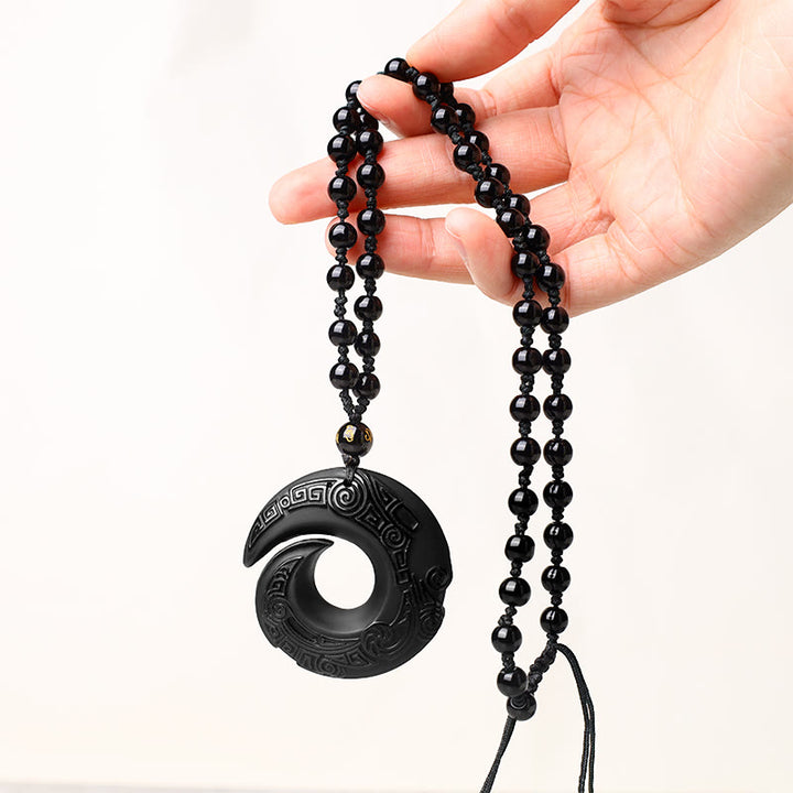 Buddha Stones Natuurlijke zwarte obsidiaan ijsobsidiaan kracht Ketting - image 5