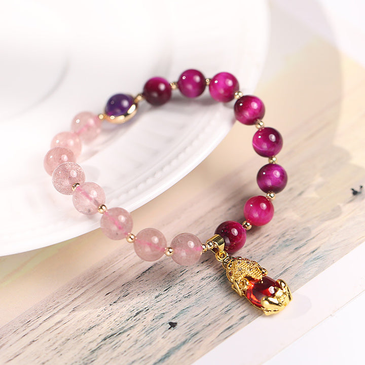 Buddha Stones Natuurlijke aardbeikwarts PiXiu Armband - image 11