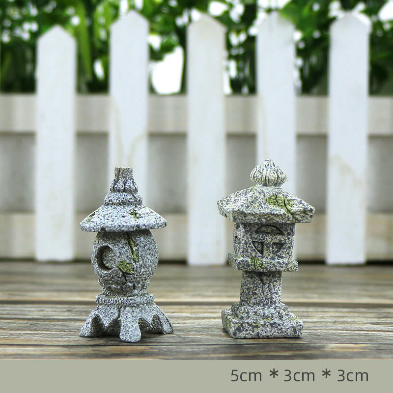Buddha Stones Mediterende Zen Boeddha Sereniteit Beeldje van Hars voor Woondecoratie - Een paar kleine stenen pagoda&