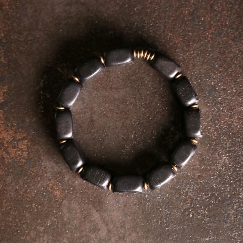 Buddha Stones Retro armband in ebbenhoutstructuur met koperen Armband. - image 6
