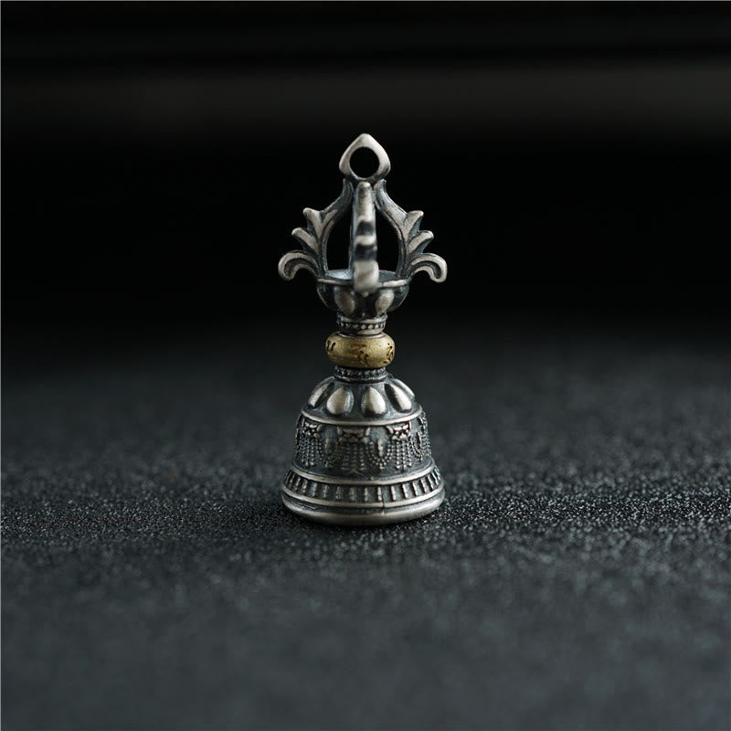 Buddha Stones Tibetaanse 925 sterling zilveren Om Mani Padme Hum Dorje bel Vajra gegraveerde verlichtingshanger hangdecoratie - image 1