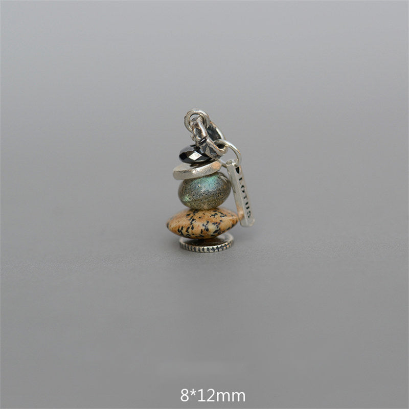 Buddha Stones Zen Cairn Labradoriet Diverse Kristallen Kalmerende Hanger Ketting - Hanger met hematiet, labradoriet en landschapssteen, 8 x 12mm - image 12