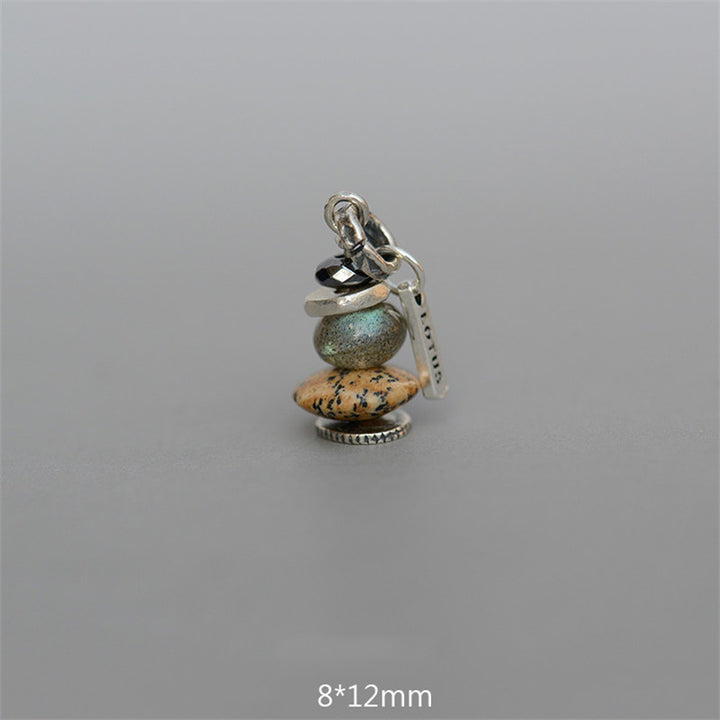 Buddha Stones Zen Cairn Labradoriet Diverse Kristallen Kalmerende Hanger Ketting - Hanger met hematiet, labradoriet en landschapssteen, 8 x 12mm - image 12