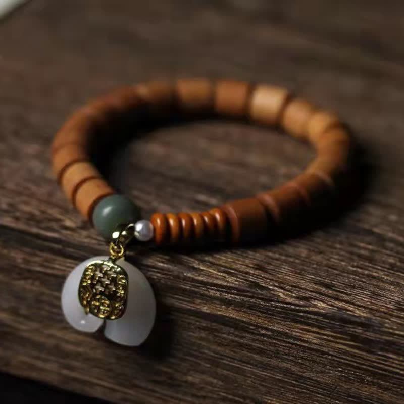 Buddha Stones Armband van sandelhout en jade met olifantje - image 7
