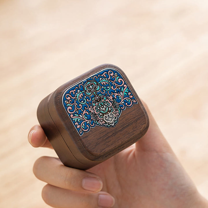 Retro handgemaakte Sieraden opbergdoos in bladmotief, houten geschenkdoos - image 3