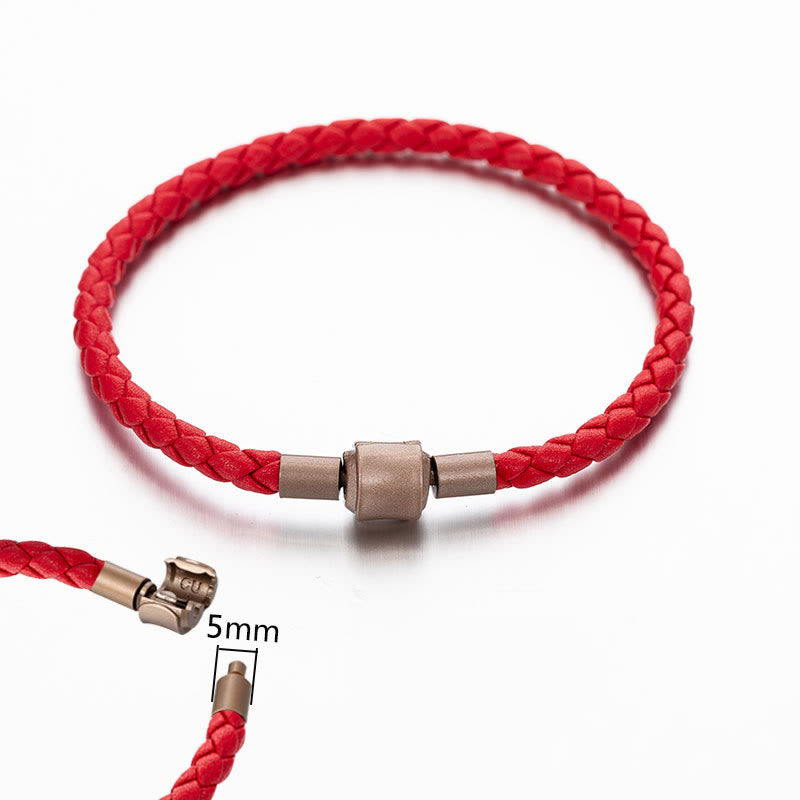 Buddha Stones Armband leren touwarmband met geluksvlechtwerk - 4 mm rood 19 cm - image 6