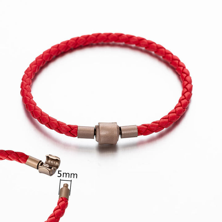 Buddha Stones Armband leren touwarmband met geluksvlechtwerk - 4 mm rood 19 cm - image 6