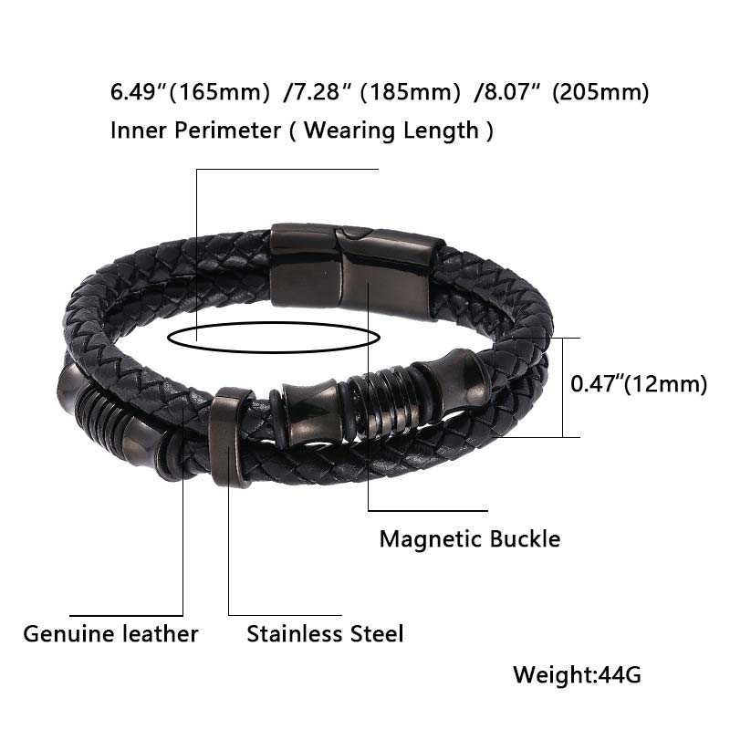 Buddha Stones Armband van gelaagd leer met weefpatroon - image 7