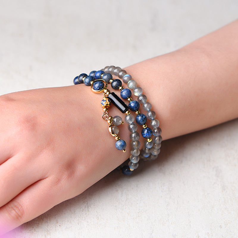 Buddha Stones Maansteen Lazuriet Lapis Lazuli Kalmerende Helende Positieve Armband - image 10