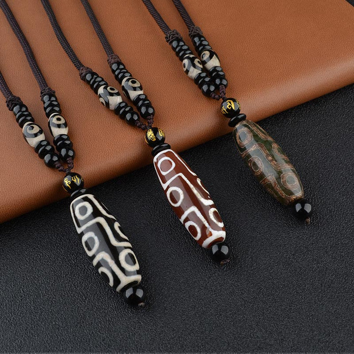 Buddha Stones Ketting met negen ogen en Dzi-kralen voor bescherming van rijkdom. - image 0