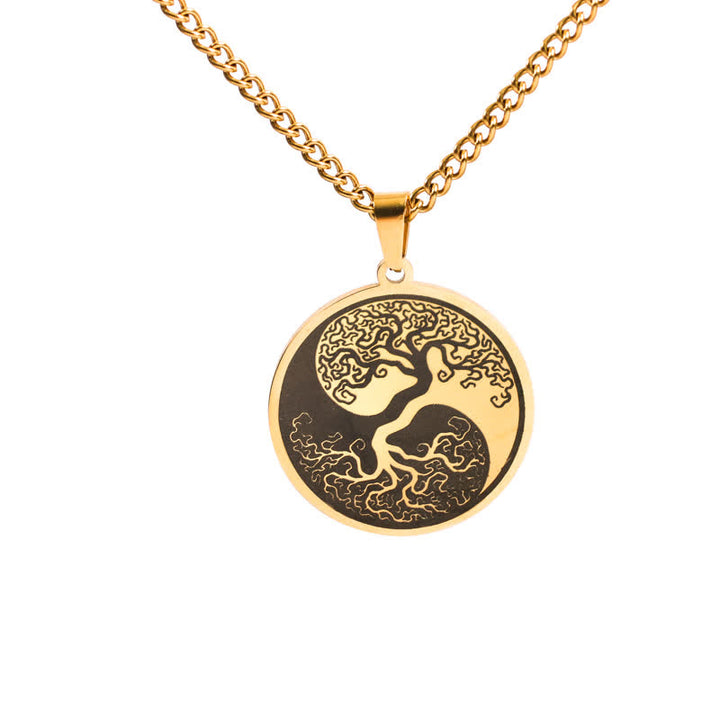 Buddha Stones De Levensboom Ketting van titaniumstaal - Goud - image 6