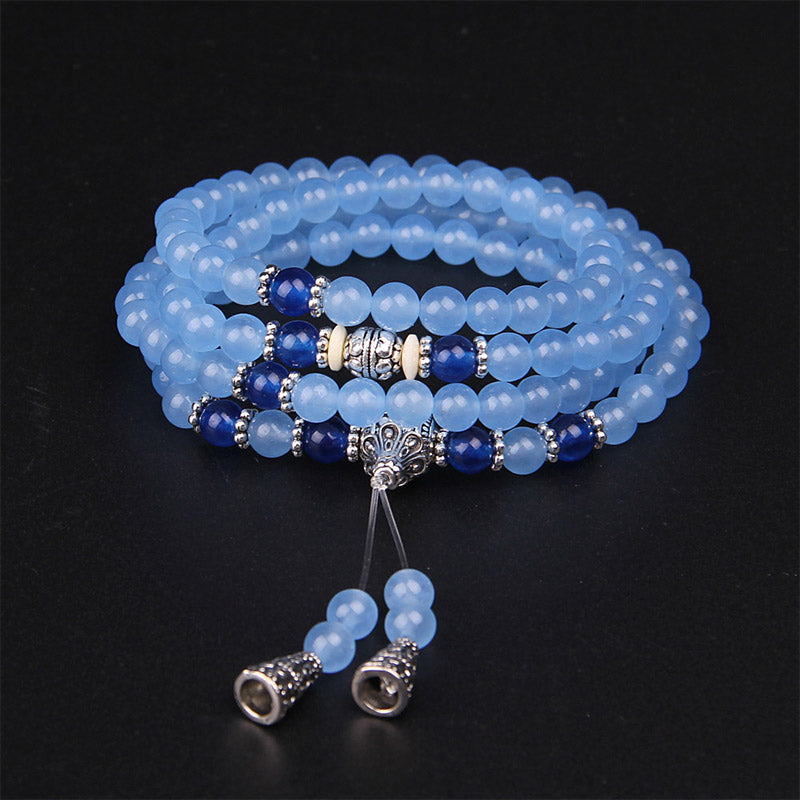 Buddha Stones Helende Armband (Mala) met 108 blauwe kristallen kralen - 6mm blauw kristal - image 0
