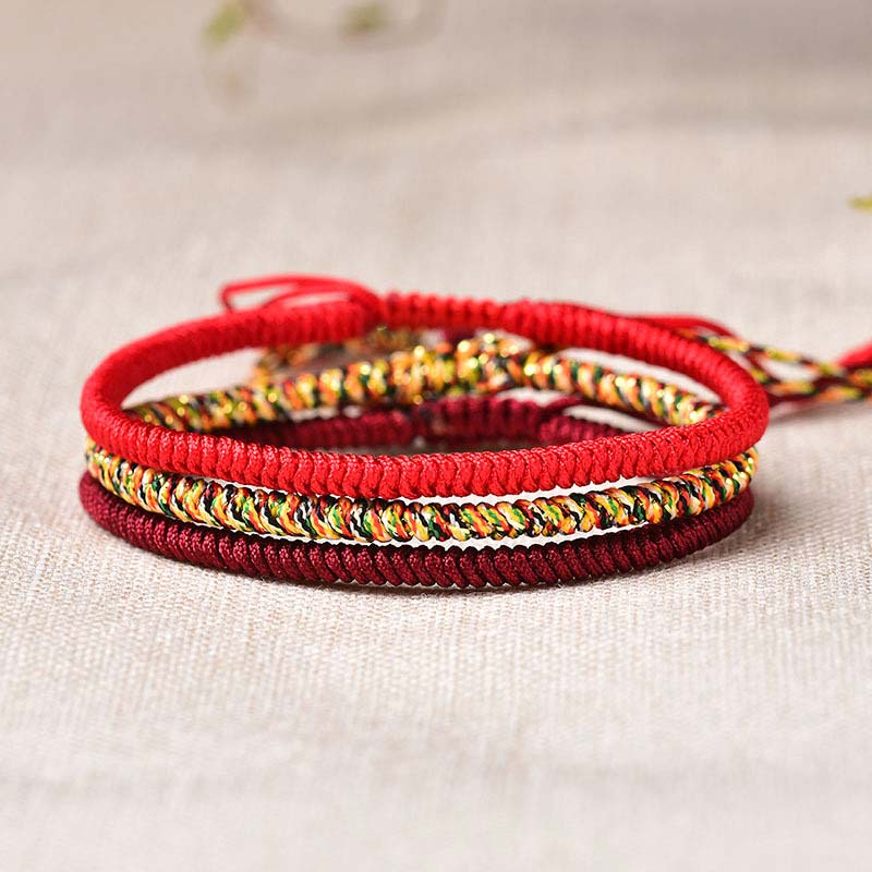 Buddha Stones Tibetaanse geluksarmband met 3 combinaties en rood Armband. - image 0