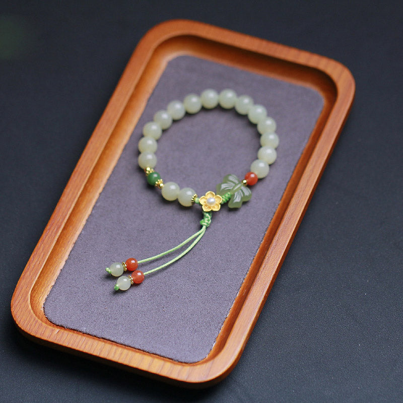 Buddha Stones Armband van 925 sterling zilver met jade, geluksbloem en vlinder. - image 9