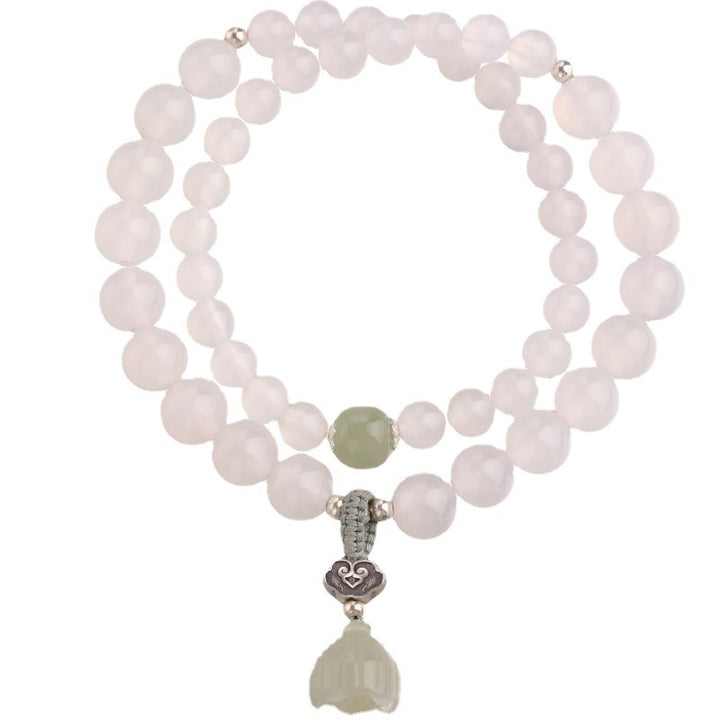 Buddha Stones Witte agaat jade lotus Armband - image 9