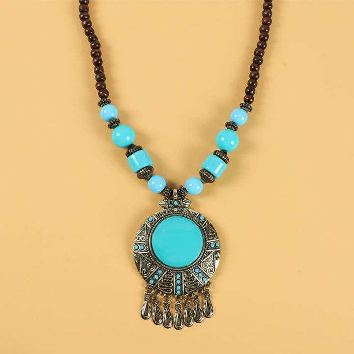 Tibetaanse retro kralen kwastje haarversiering haaraccessoires - Waterdruppelblauw - image 14