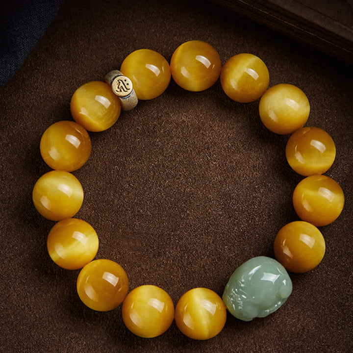 Chinese dierenriem geboorte Boeddha Tijgeroog PiXiu Jade Armband - Hond/Varken-Amitabha Boeddha - image 0