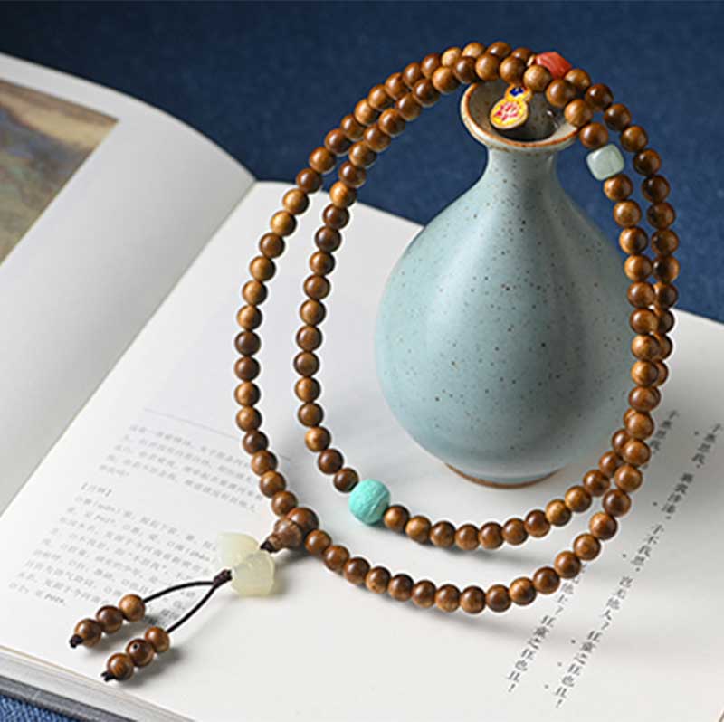 Buddha Stones Tibetaanse rozenhouten beschermende kalmerende Armband (Mala) - image 7
