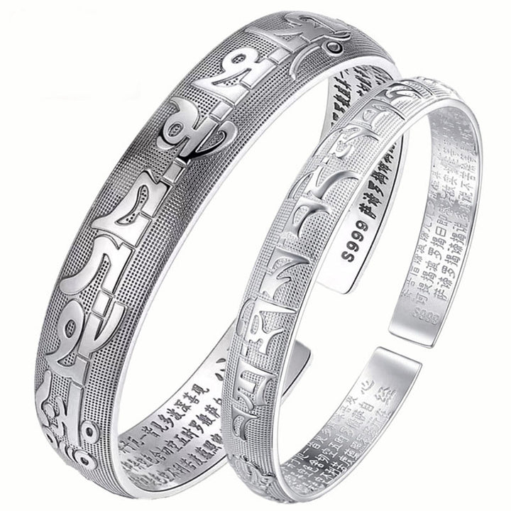 Buddha Stones Tibetaanse Sanskriet witte koperen meditatie- en Bangle-armband - image 8