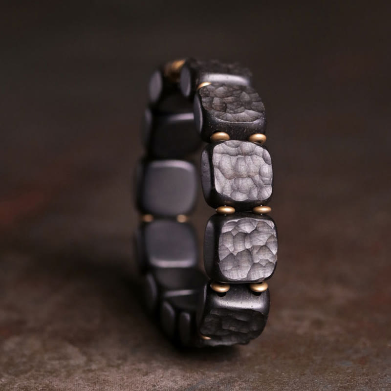 Buddha Stones Retro armband in ebbenhoutstructuur met koperen Armband. - image 1