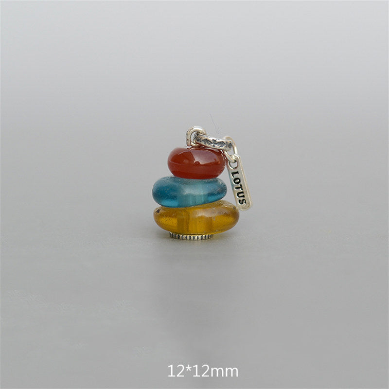 Buddha Stones Zen Cairn Labradoriet Diverse Kristallen Kalmerende Hanger Ketting - Hanger met rode agaat, aquablauwe en amberkleurige glaskralen, 12 x 12mm - image 15