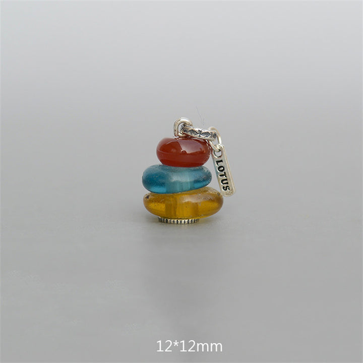 Buddha Stones Zen Cairn Labradoriet Diverse Kristallen Kalmerende Hanger Ketting - Hanger met rode agaat, aquablauwe en amberkleurige glaskralen, 12 x 12mm - image 15