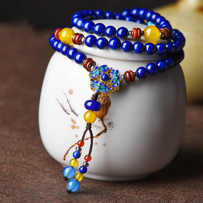 Buddha Stones Lazuriet Lapis Lazuli Gele Agaat Positieve Armband - Lazuriet & Gele Agaat - image 0