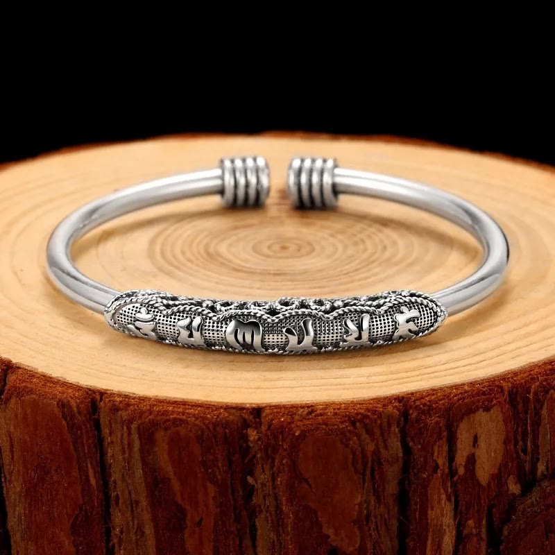 Buddha Stones Om Bangle Om Mani Padme Hum gegraveerde Manchetarmband - Om Mani Padme Hum(Liefde♥Focus) - image 0
