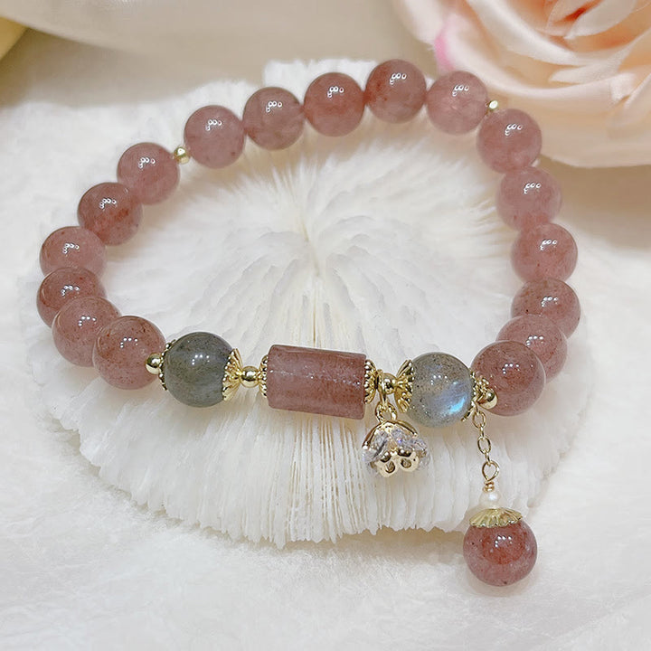 Buddha Stones Natuurlijke aardbeikwarts maansteen Armband - image 7