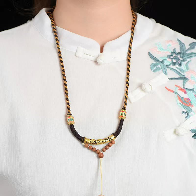 Buddha Stones Handgemaakte Tibetaanse King Kong-knoop Om Mani Padme Hum gebedswiel Ketting - image 1