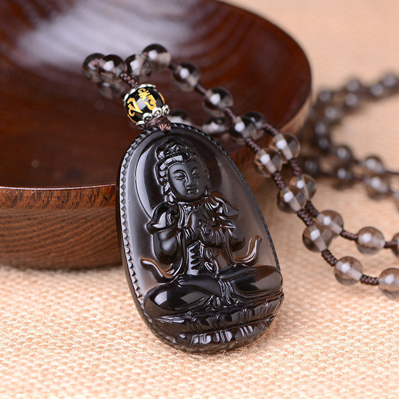 Buddha Stones Chinese dierenriem obsidiaan Ketting - L-Geit &amp; Aap - image 6